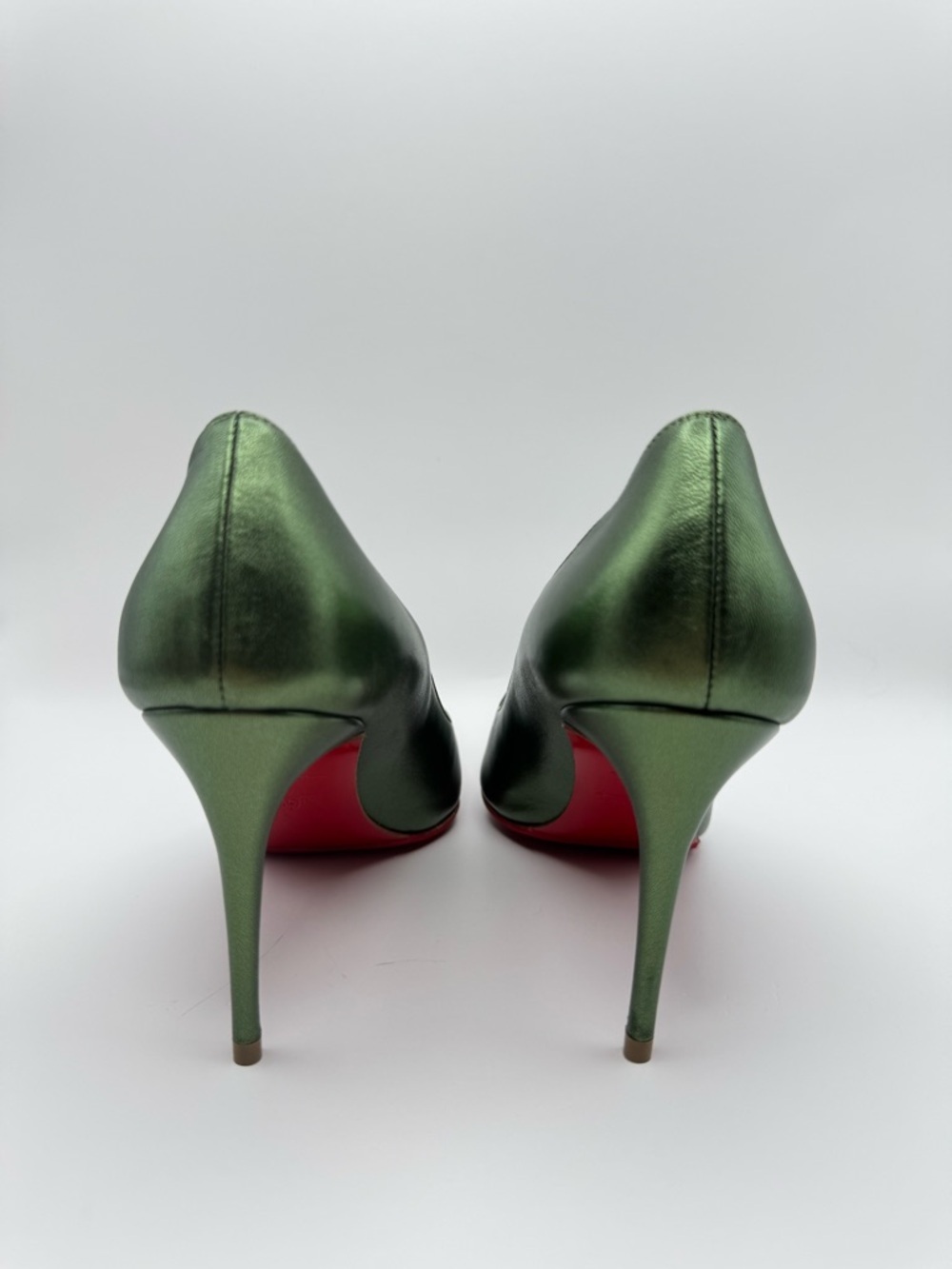 Christian Louboutin Kate 100 Metallic Green Forest Pumps Heels EU 37 - Picture 13 of 13